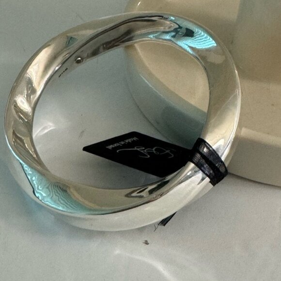 E&L Sterling Silver Bangle Statement Bracelet Israel Electroform Wavy D-2/5" - Picture 8 of 16
